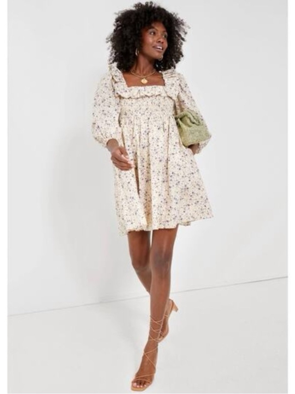 Tuckernuck Hyacinth House puff sleeve lavender freesia floral dress